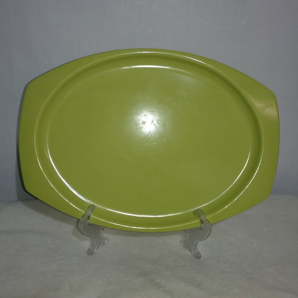Prolon Ware Florence Mass. melamine plastic oval serving tray 9952 green vintage